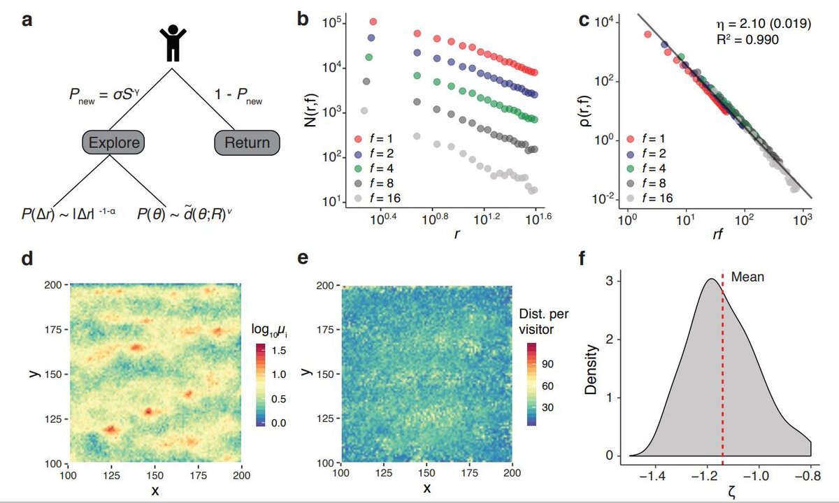 Микроскопическая модель спектральных потоков населения. Источник “The universal visitation law of human mobility”
