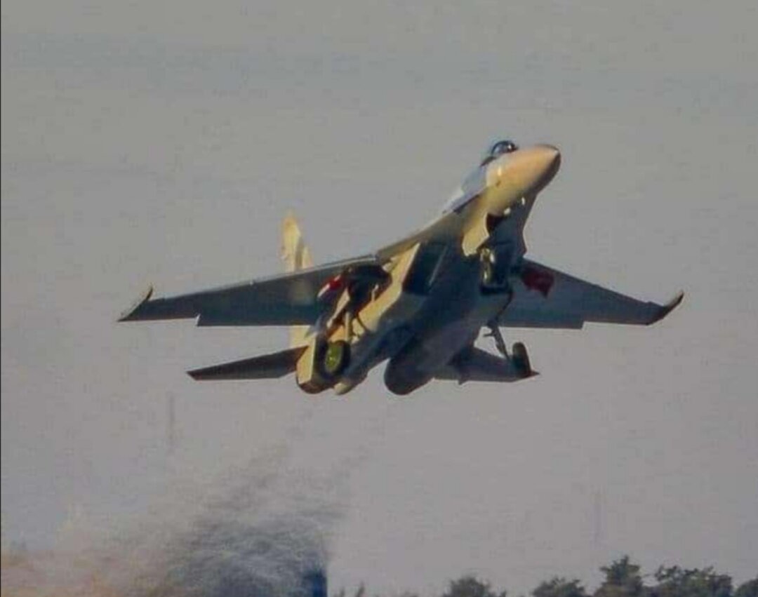 Су-35,якобы предназначенный для ВВС Египта в Подмосковье. До страны пирамид они пока так и не долетели. 