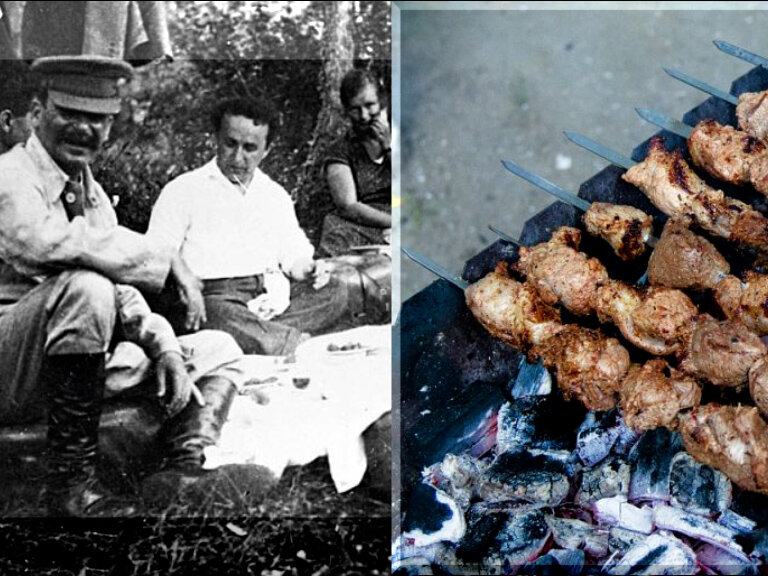 Один из редких кадров Сталина на природе.