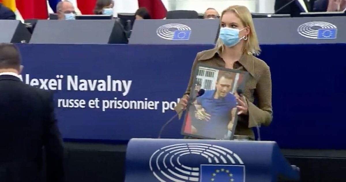Фото выступления в Европарламенте Навальной Дарьи