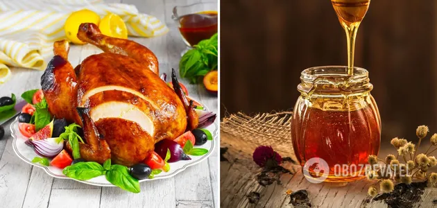 Запеченная курица с медом 