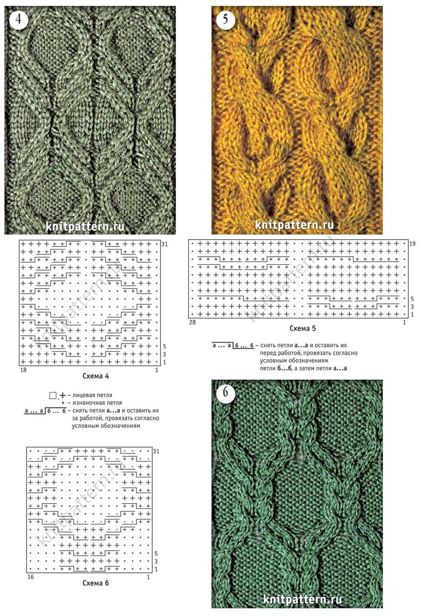 Вязаные узоры со схемой