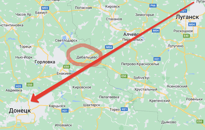 Дошли до Дебальцево, но реально целью был Донецк. Рисунок Автора