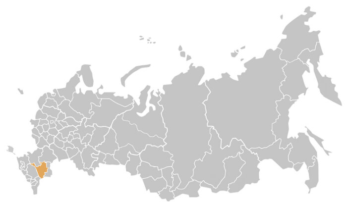 Расположение Калмыкии на карте России. 