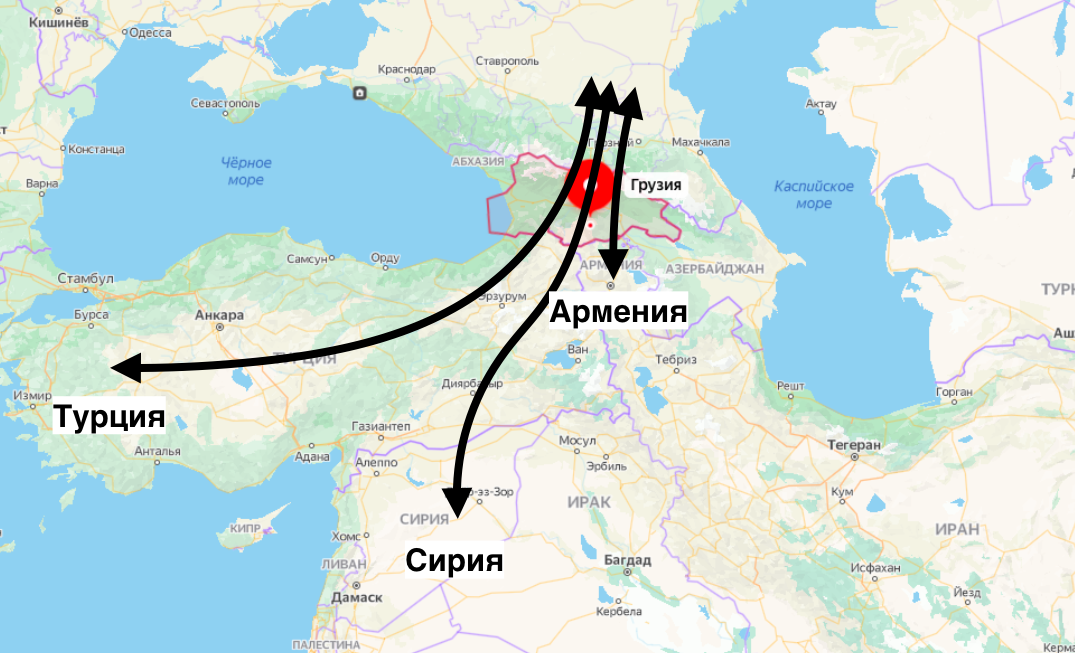 После турции в россию. Путь в Иран через Грузию. Карта Россия Грузия Турция. Путь Россия Иран. Из России в Турцию через Грузию.