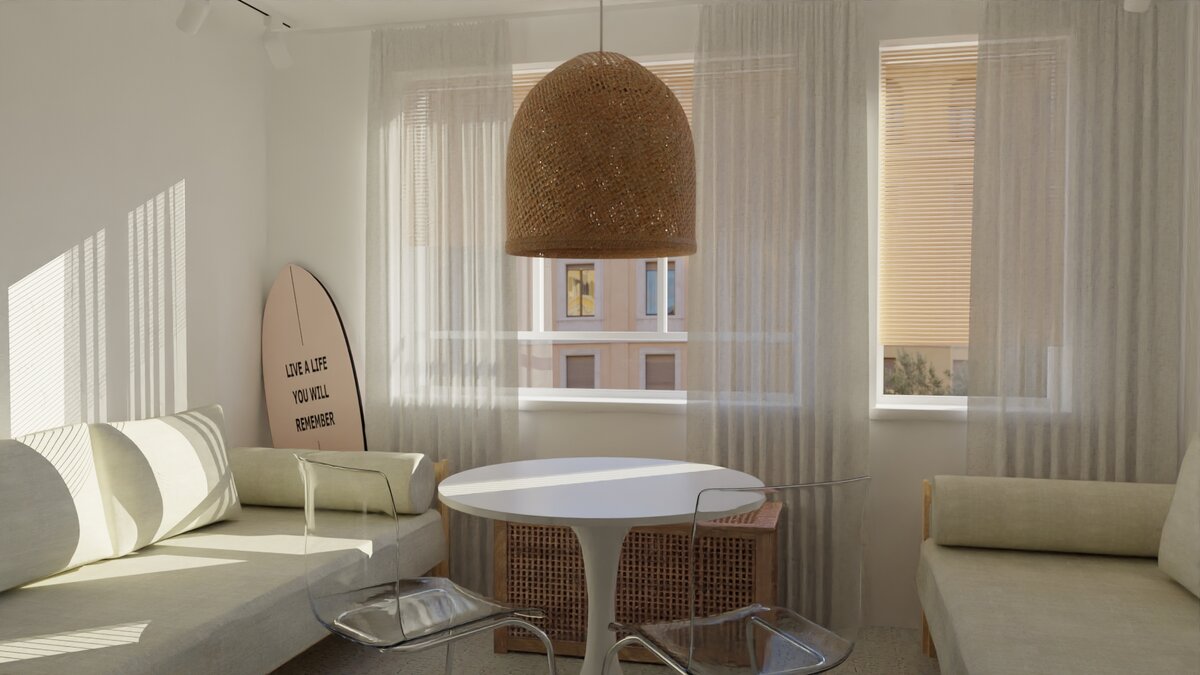 Визуализация фрагмента проекта в дневное время с естественным солнечным светом.