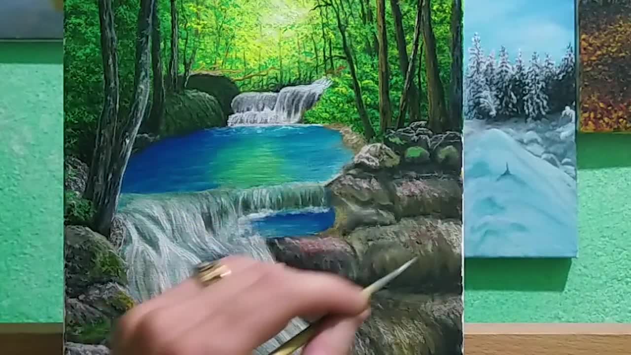 Как нарисовать водопад карандашом