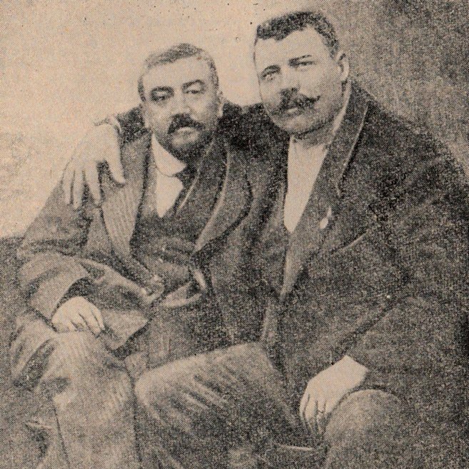 Куприн и  его близкий друг Иван Заикин - борец, авиатор, артист цирка. Фото из открытых источников