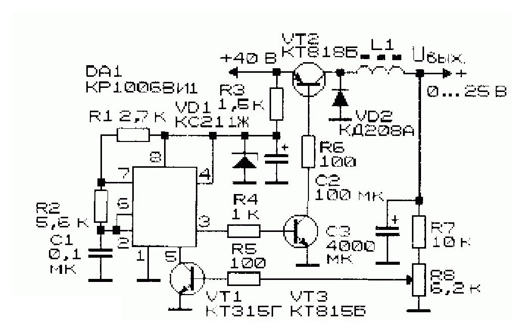 Импульсный регулятор напряжения схема