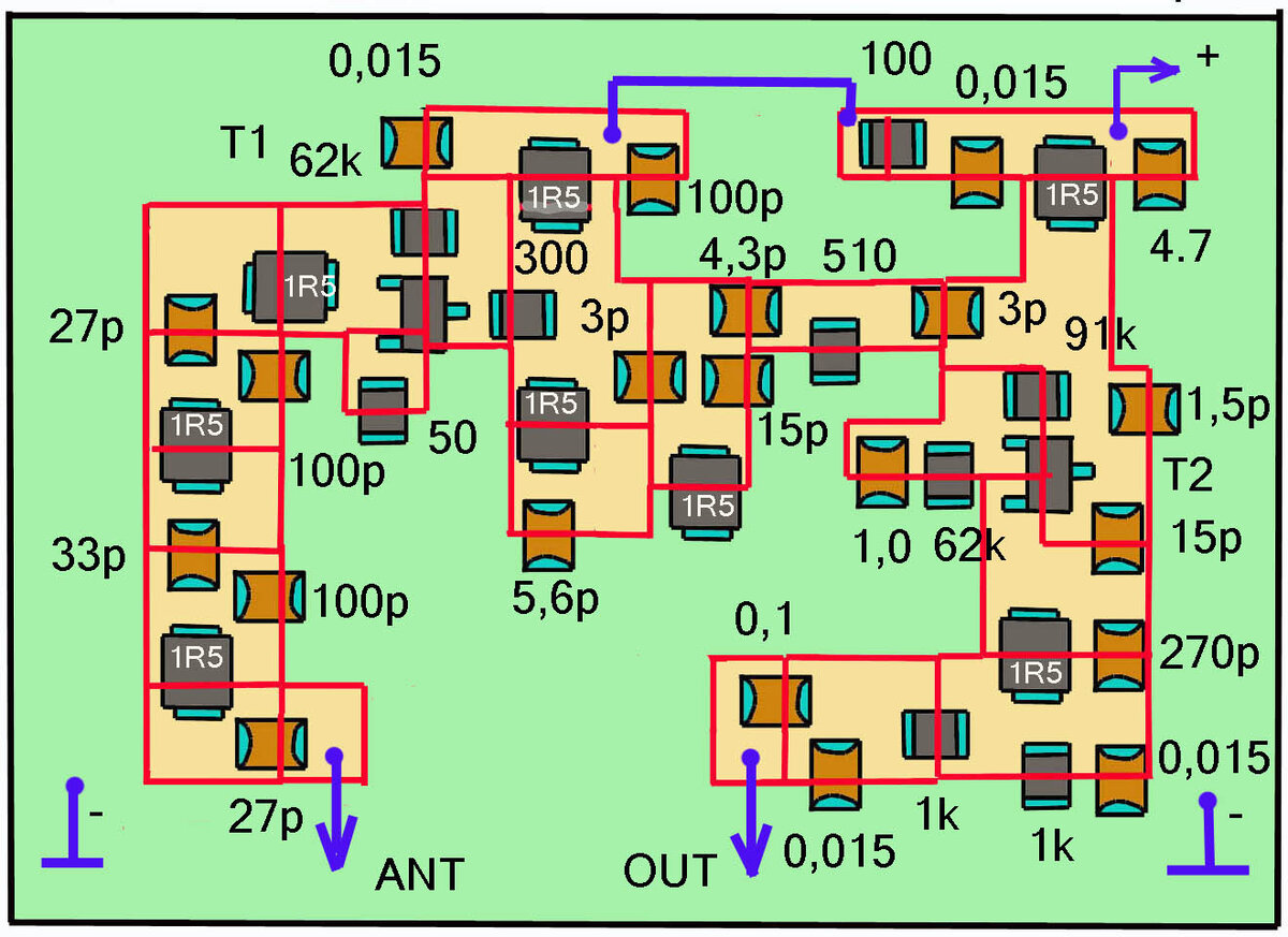 Рис. 2 Эскиз УВЧ и детектора.