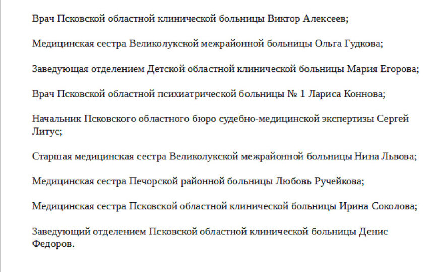     Список награжденных медиков