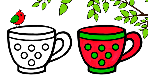 Раскраски чайник, Раскраска Чайник и чашки посуда.