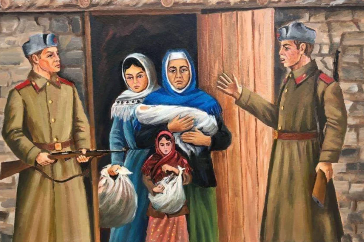 Высылка чеченцев 1944. Депортация турок месхетинцев. Депортация ингушского народа 1944. Выселение чеченцев и ингушей в 1944 рисунки. Депортация ингушского народа 23 февраля 1944.