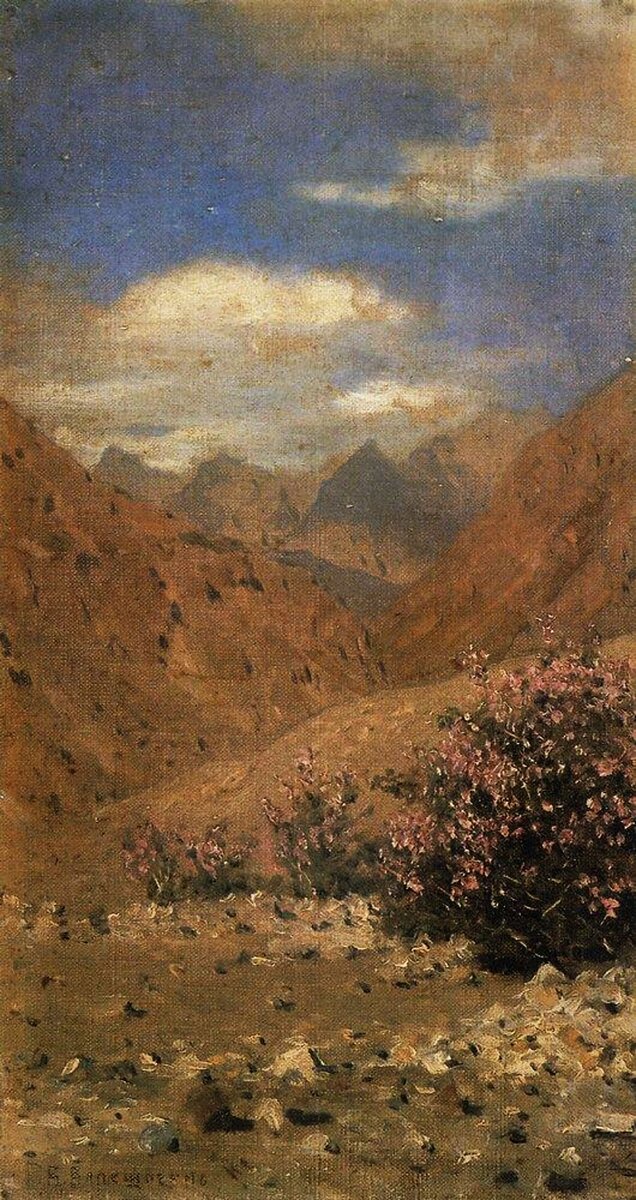 Верещагин В.В., «Розы в Ладаке», 1874—1876. холст, масло, 25 x 14 см, Государственный Русский музей, Санкт-Петербург