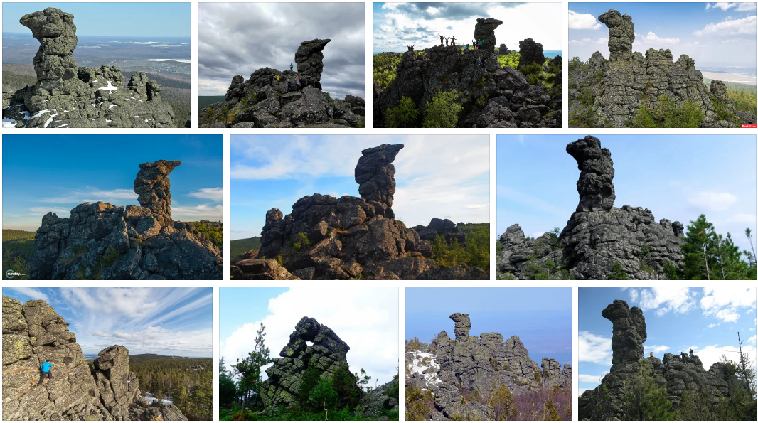 Гора Качканар (878 с). На вершине одной из самых высоких гор Среднего Урала находится много причудливых скальных останцев. Самый известный и фотографируемый – скала Верблюд.