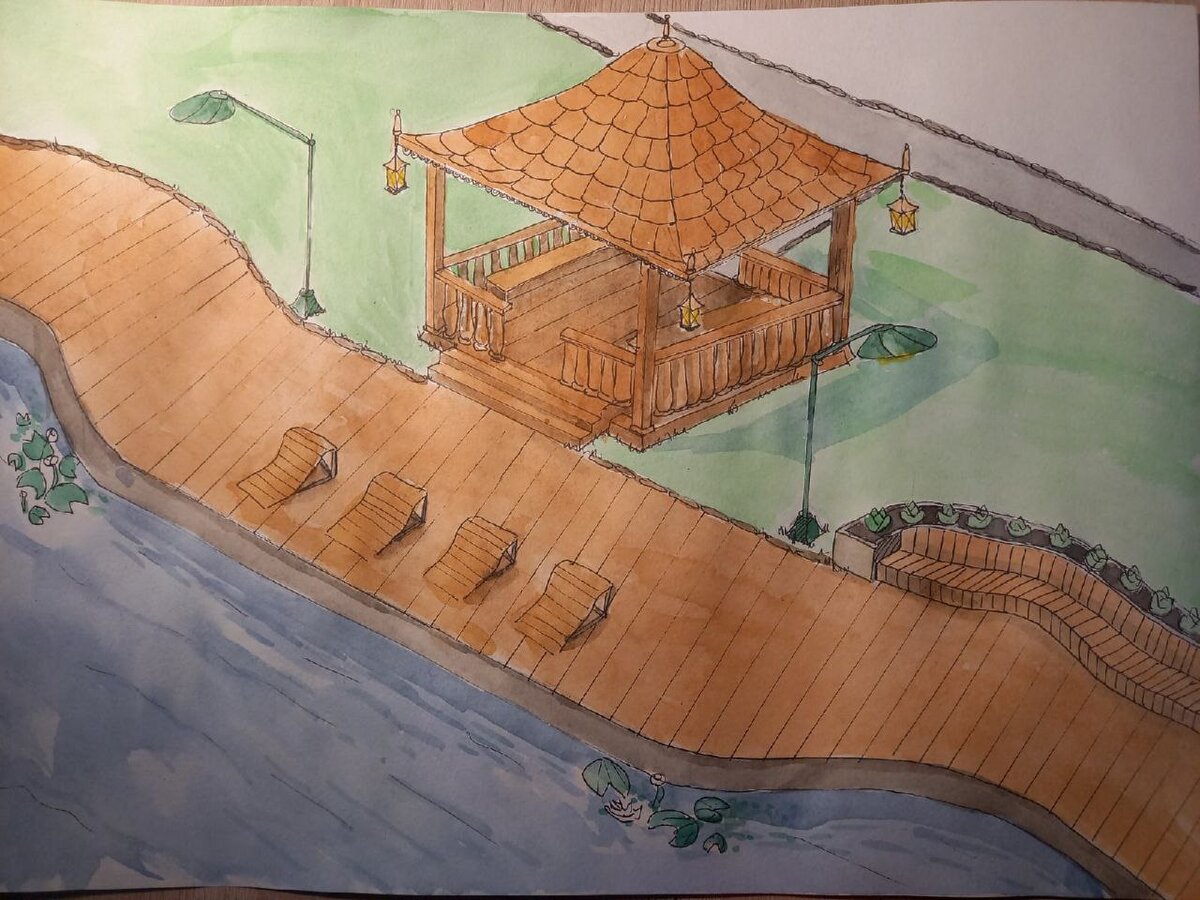 Набережная реки Петрица мкр Климовск