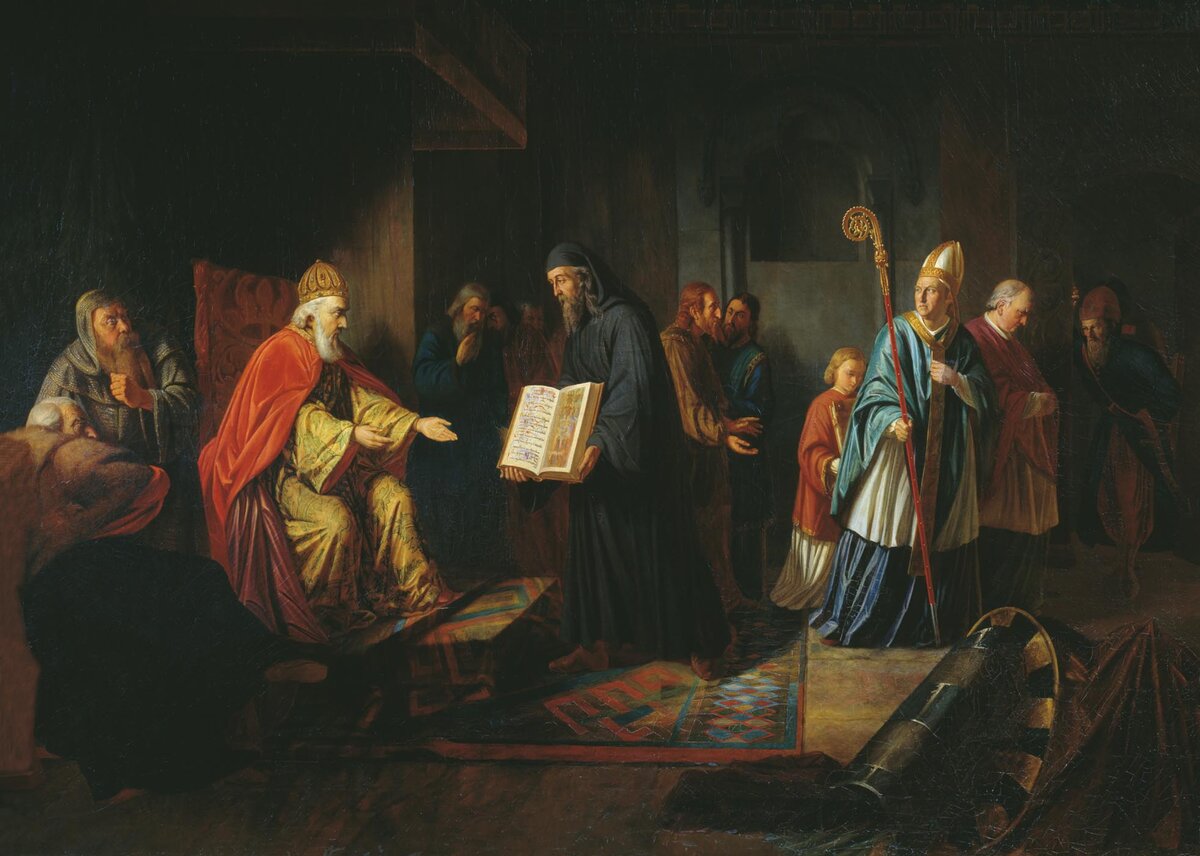 Великий князь Владимир избирает религию. И. Эггинк, 1822