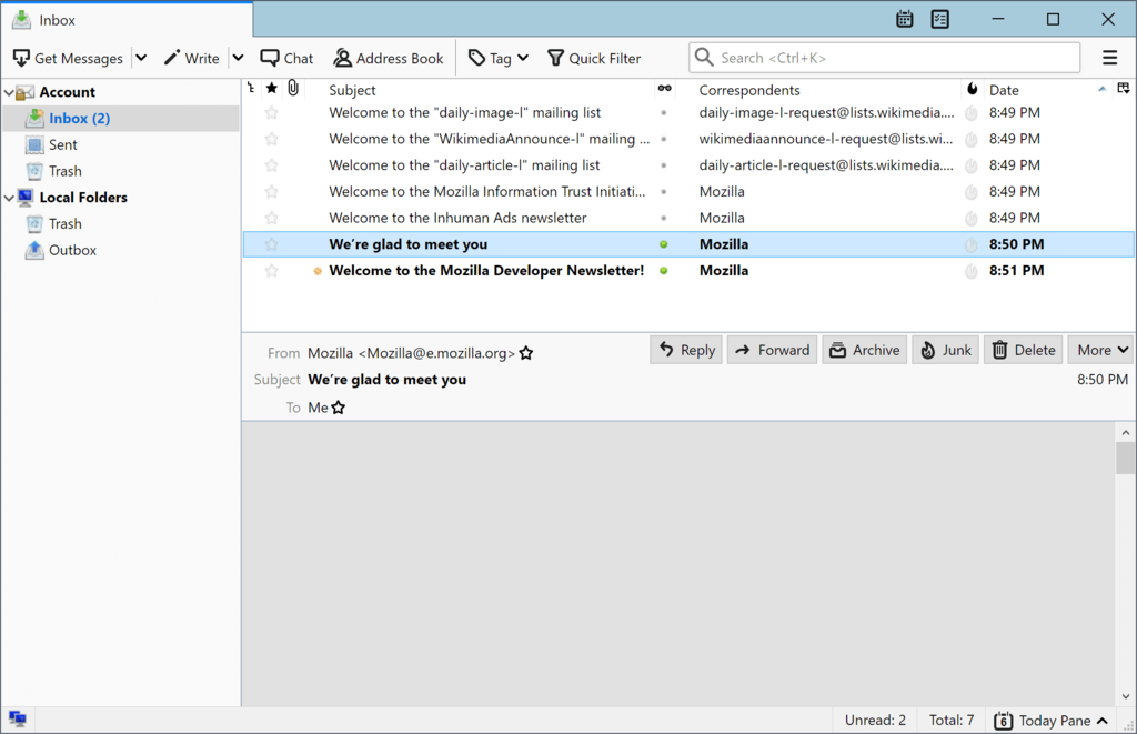                   почтовый клиент Thunderbird