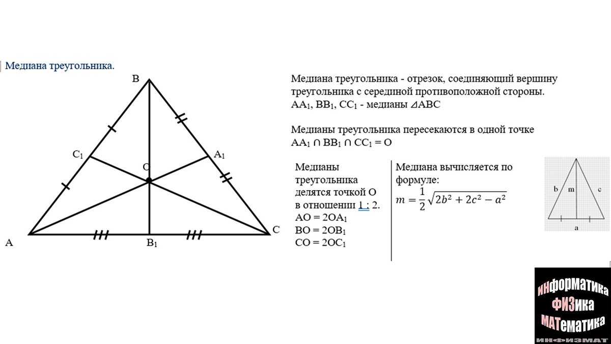 Координаты медианы