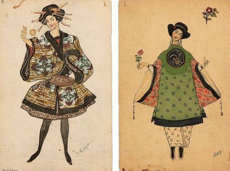 Лео Бакст. Экскиз костюма к балету "Фея кукол" (открытки)