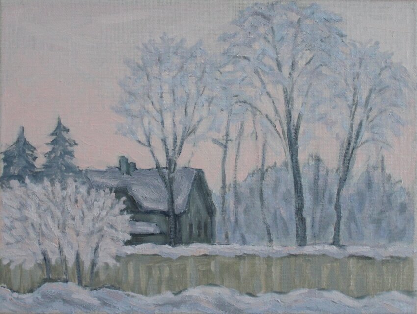 Морозное утро. 30х40. 2017.