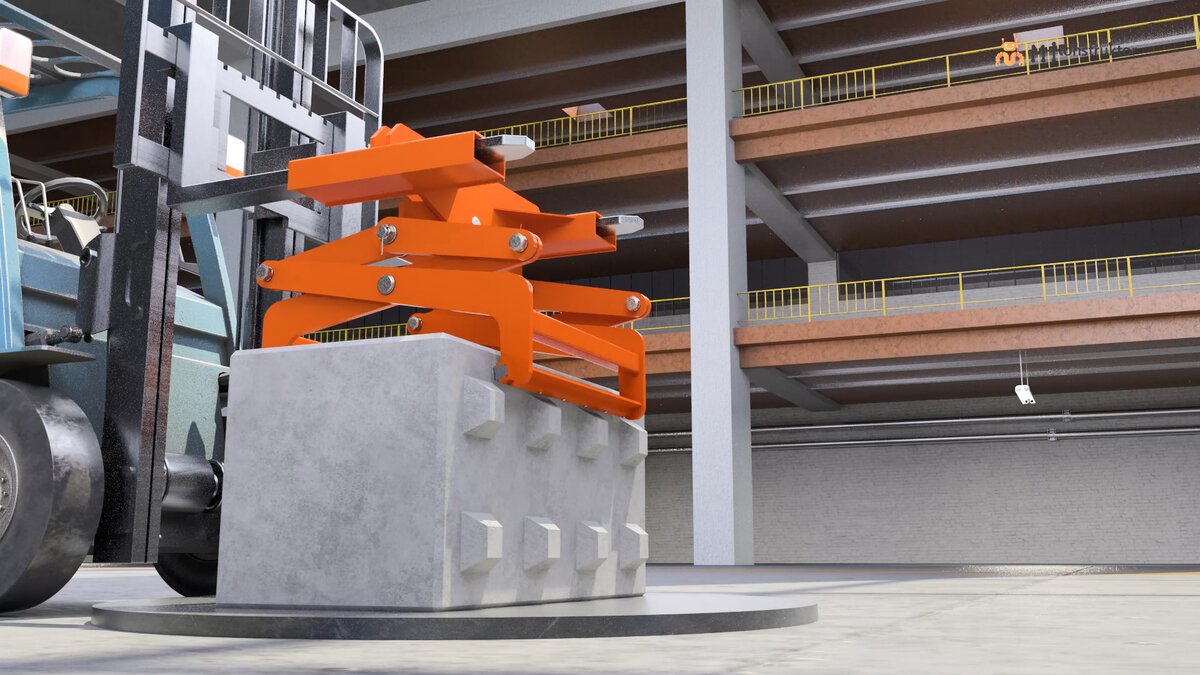 Зажимная полуавтоматическая траверса и переходник на вилочный погрузчик