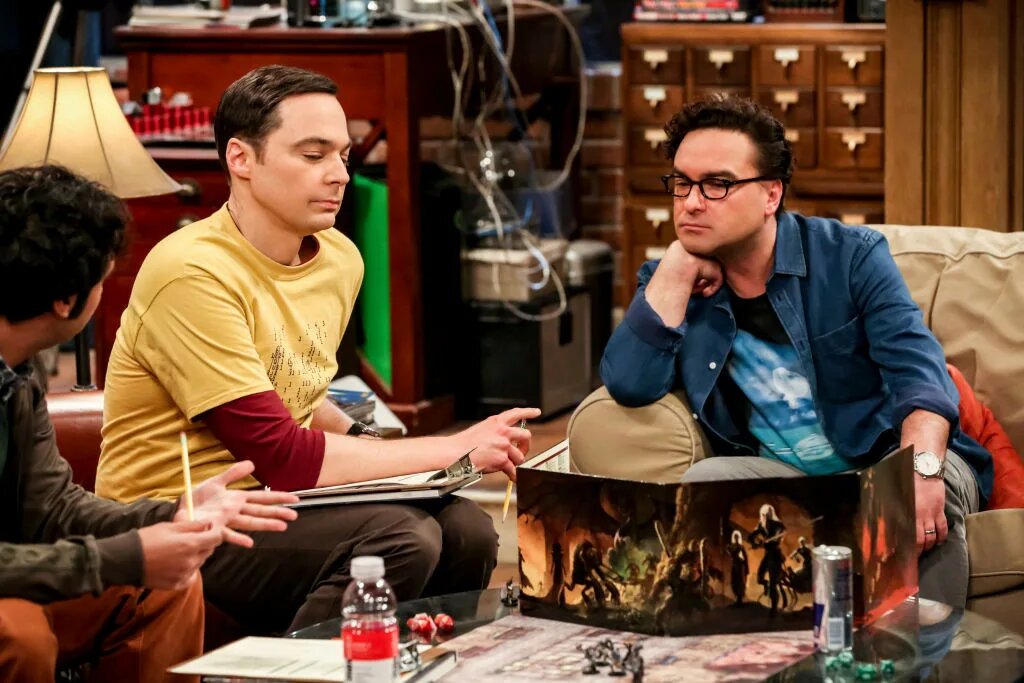 Big bang theory, ребята играют в НРИ Dungeons and Dragons