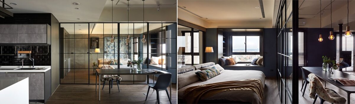 Стеклянные перегородки − частый гость современных интерьеров: лофта, минимализма, хай-тек. Источник: interiorzine.com