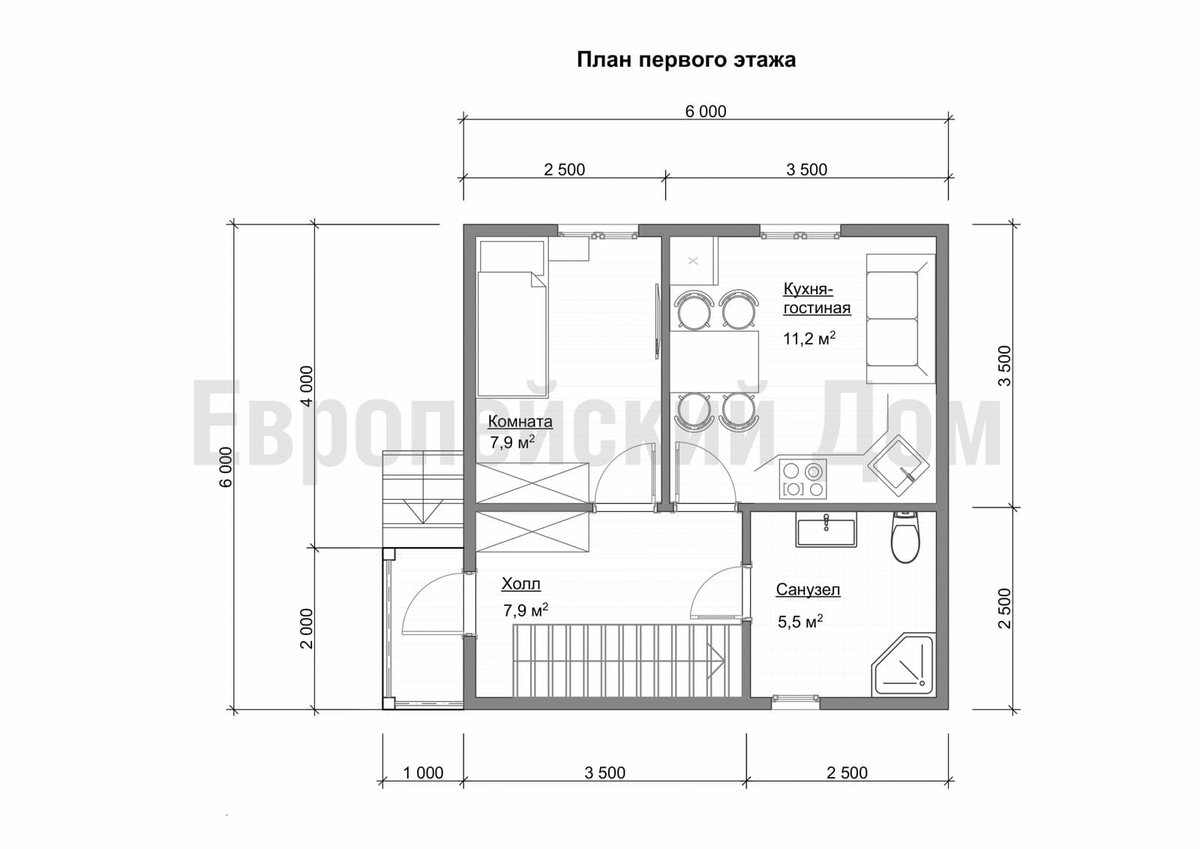 Планировка 1 этажа. Источник фото: https://dom-bt.com/