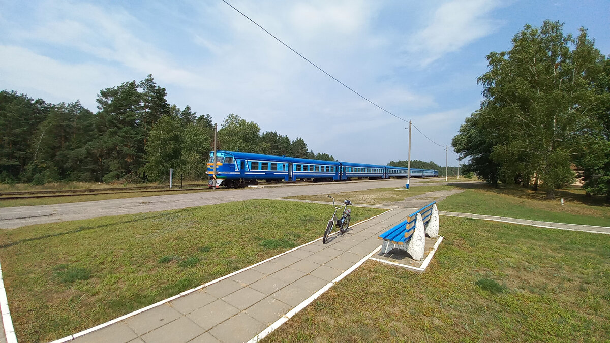 На первом пути стоит дизель поезд до Бобруйска.