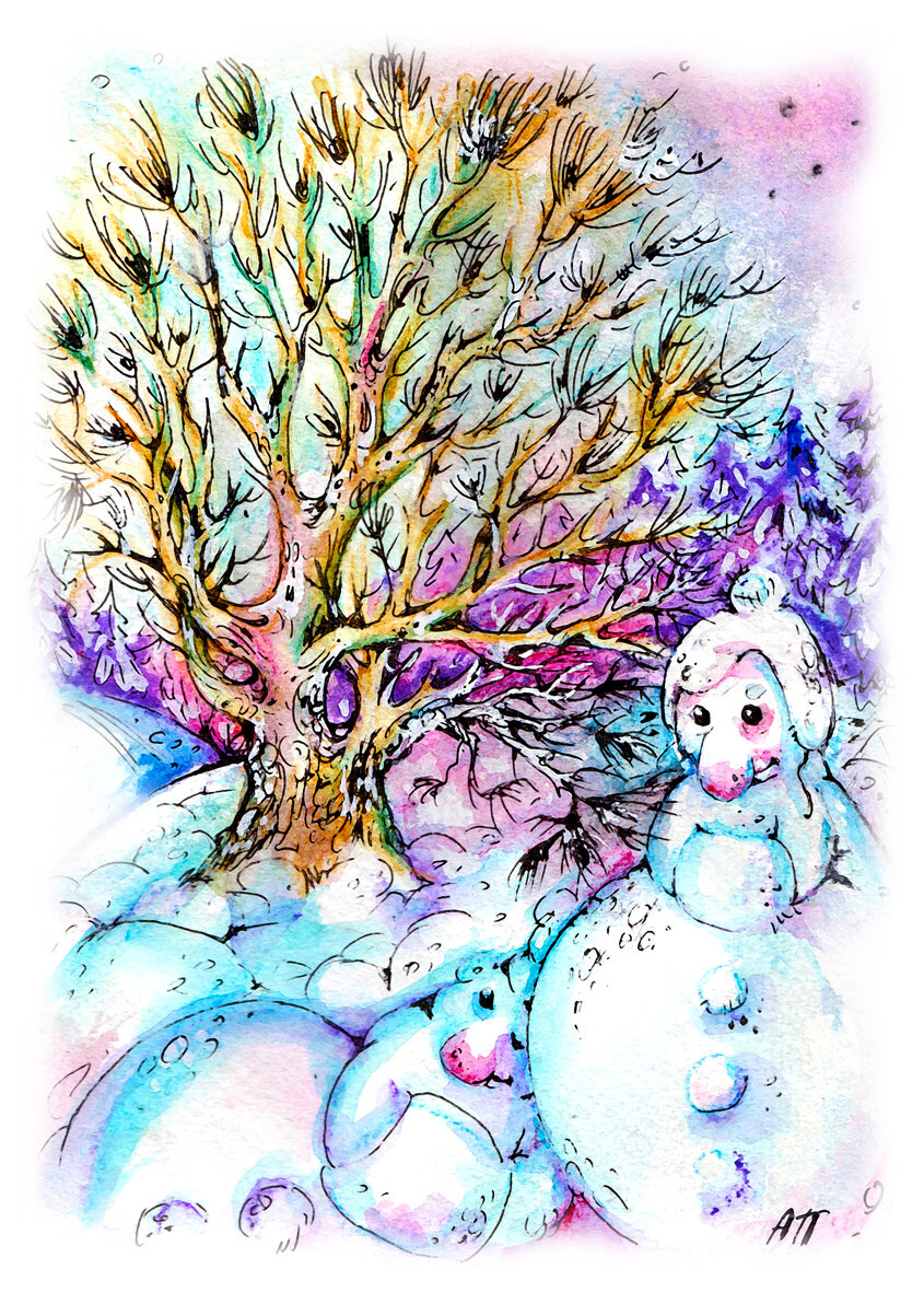 Рисунок автора (с) Алены Подобед "Оттепель"