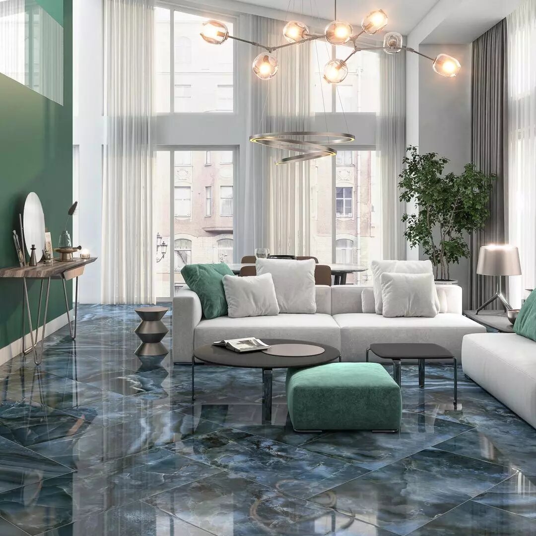 На полу: керамогранит Kerama Marazzi, коллекция Ониче