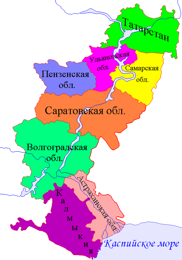 Поволжье. Состав района.