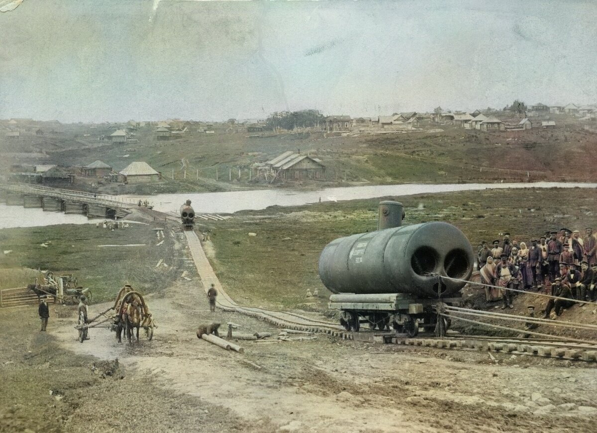 Доставка нового оборудования через реку в Турьинских рудниках