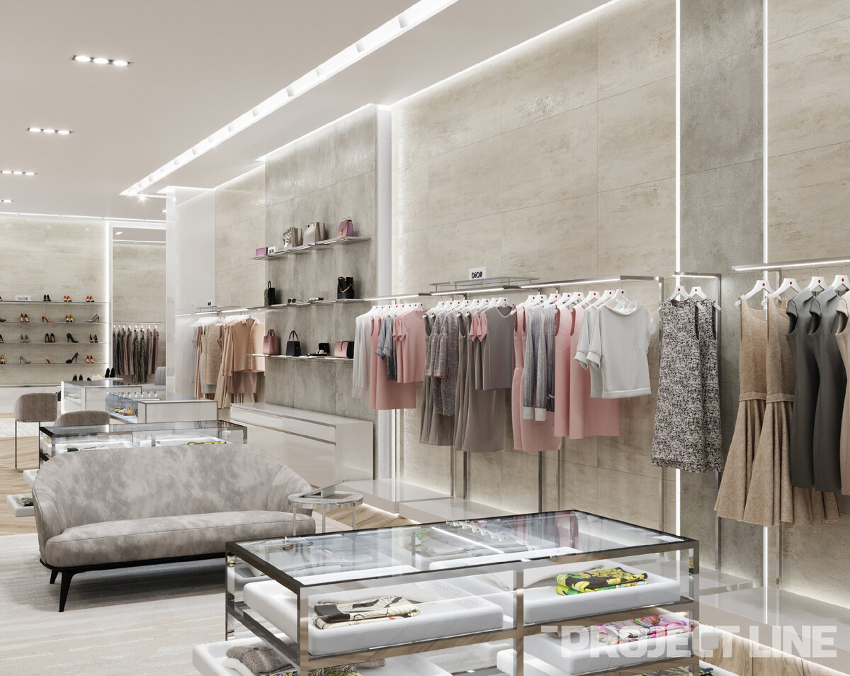 Дизайн-проект бутика одежды от PROJECT LINE с керамогранитом KERRANOVA