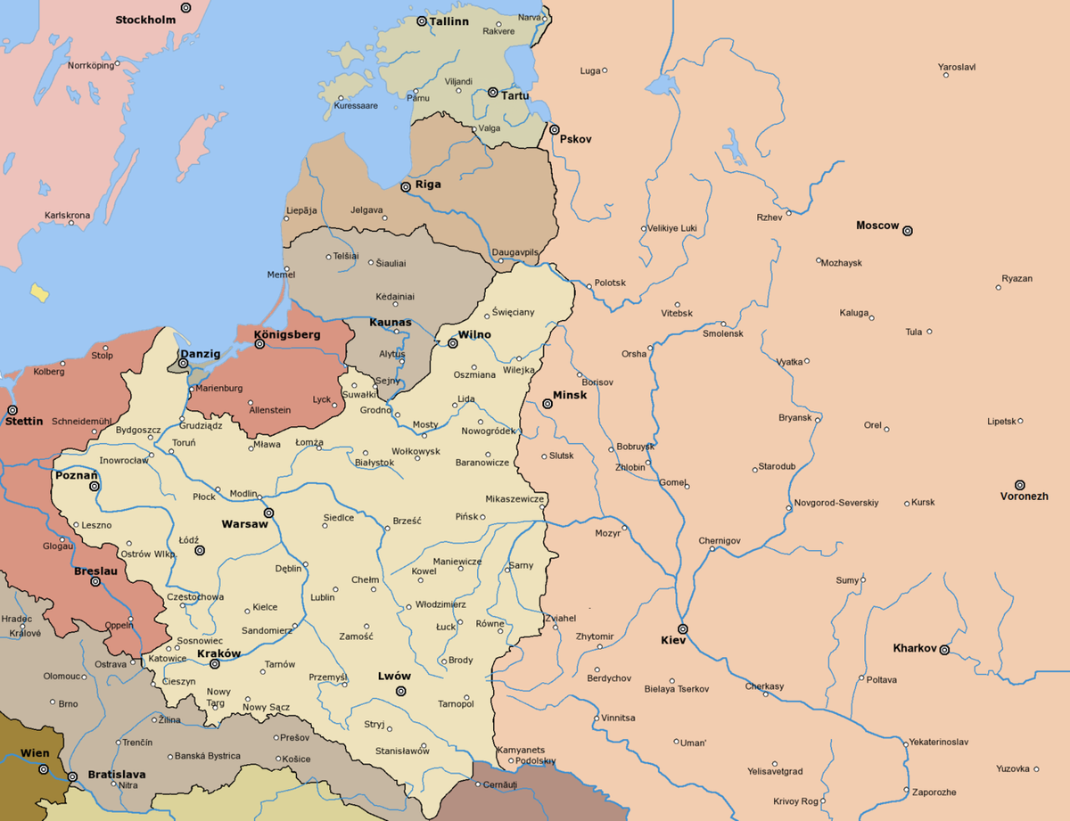 Граница между СССР и Польшей после окончания войны в 1921 году 