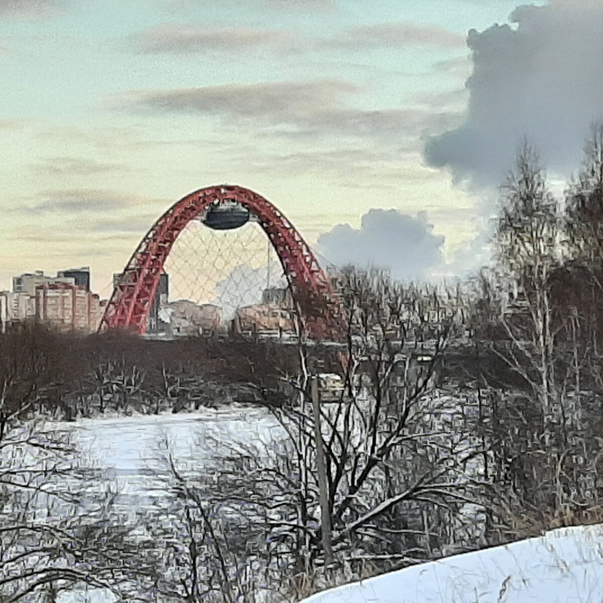 Мост со стороны парка Москворецкий в Крылатском. Все фото автора