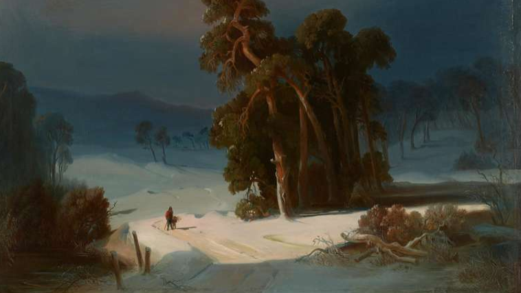 "Märkische Winterlandschaft mit Kieferngruppe"