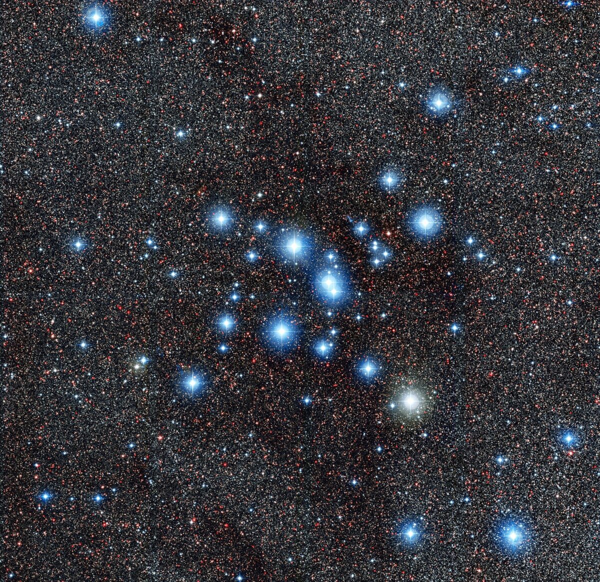 Скопление Птолемея M7. Снимок телескопа Южной Европейской обсерватории (ESO), Чили.