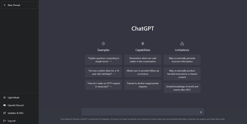    Интерфейс ChatGPT