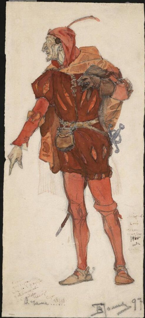 В. Поленов. Эскиз костюма Мефистофеля для Ф. Шаляпина. 1897 г.