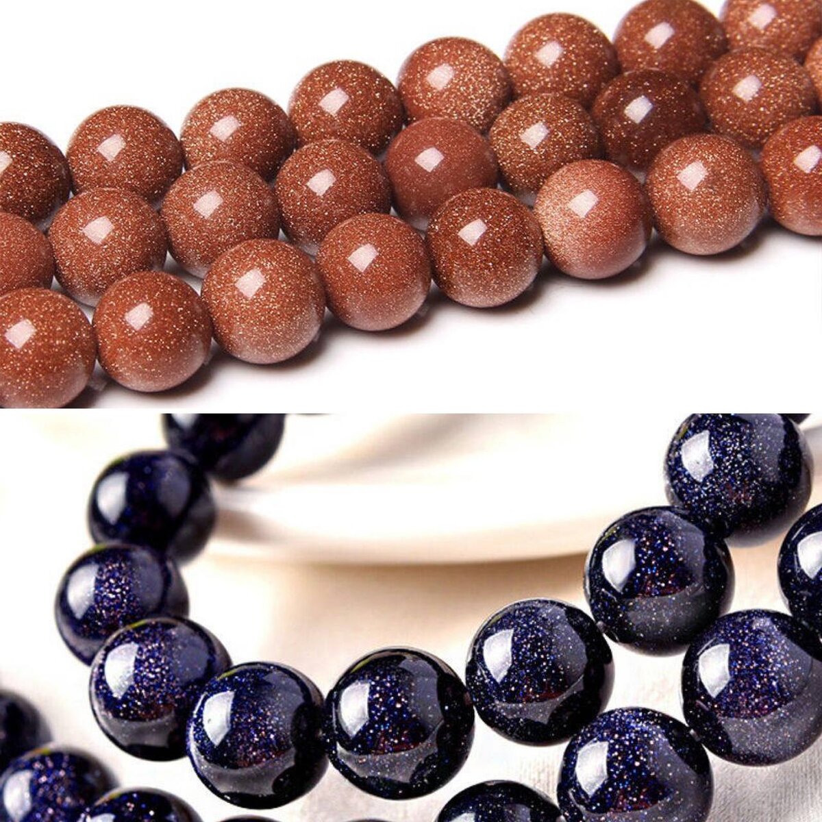 Бусины из авантюринового стекла - имитация натурального камня авантюрин