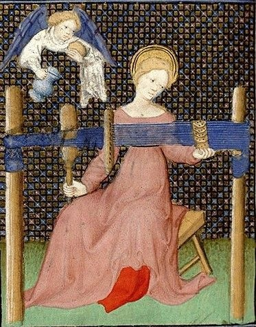 Рукопись, начало 15 века, Франция. Ткачество на дощечках.