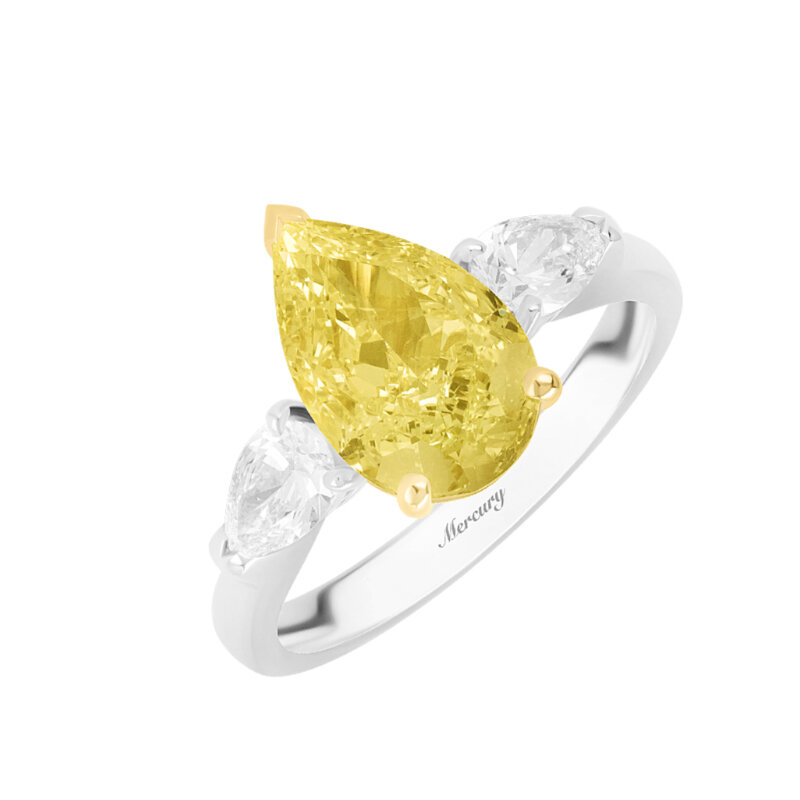 Кольцо Mercury Classic из белого золота с бриллиантами и желтым бриллиантом