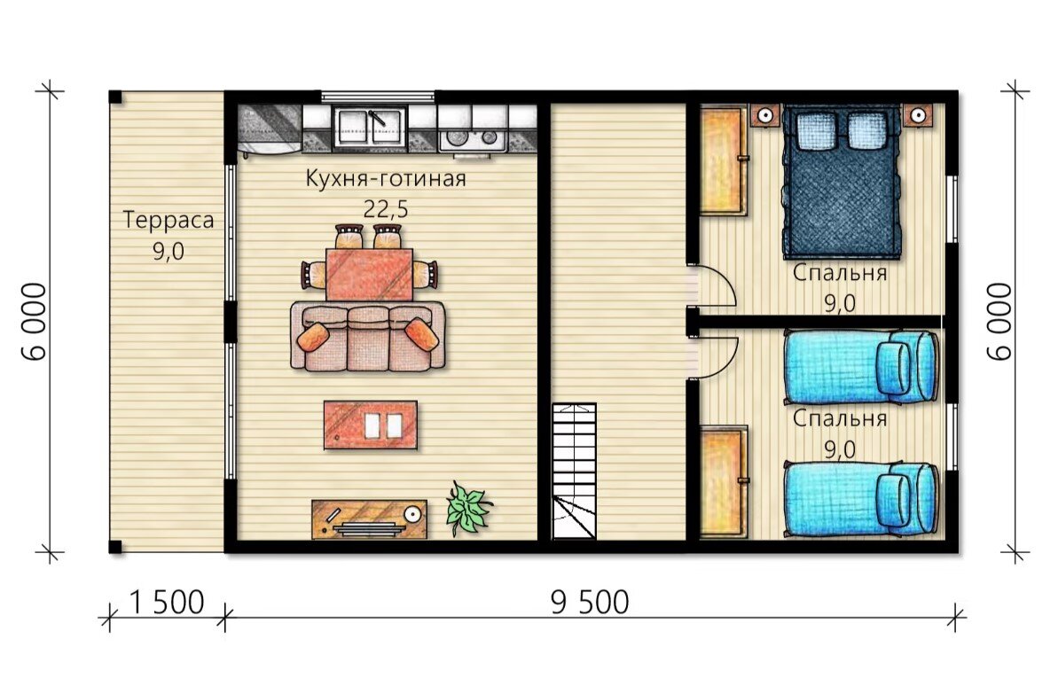 Проект каркасного дома 86 м2 (4 спальни) | GREY HOUSE | Дзен