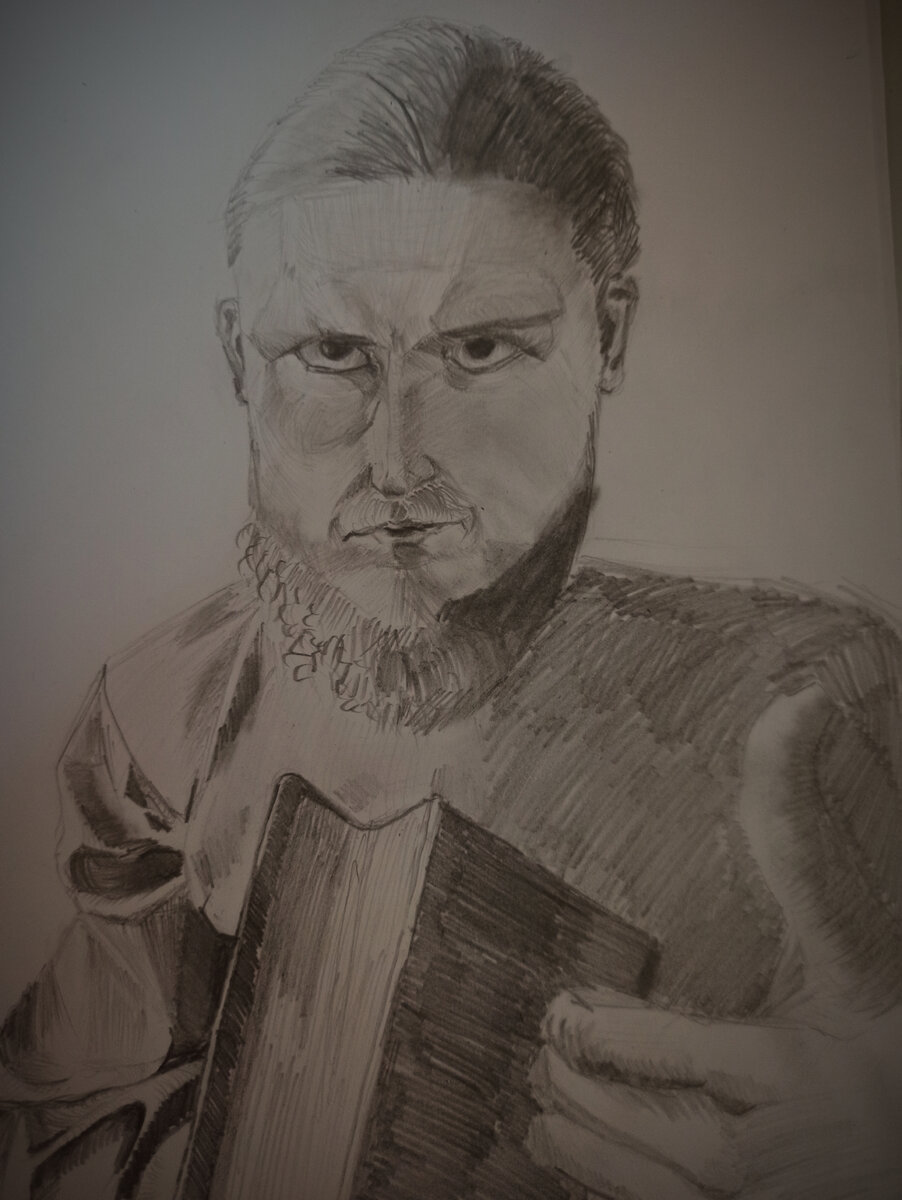 Портрет священника. Иллюстрация от автора. Человек в подряснике ставит всём лайк