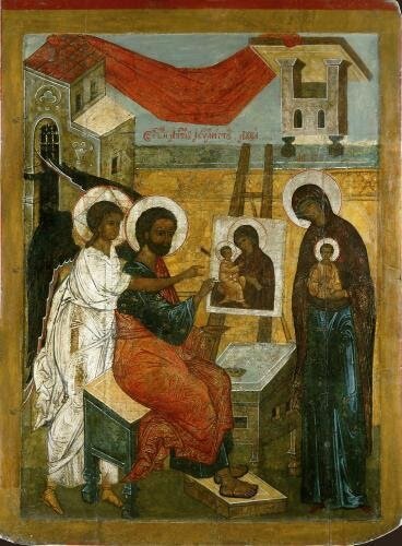 Икона «Евангелист Лука, пишущий икону Богоматери», вторая половина XVI века, ПсковИсточник: https://www.icon-art.info