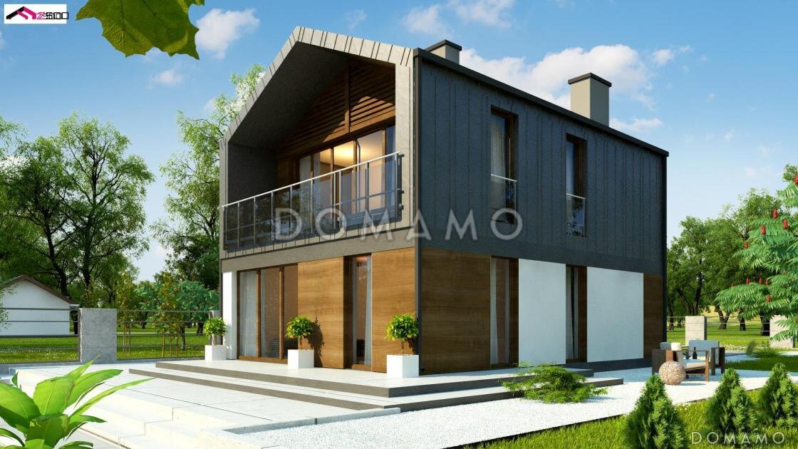 Проект D3011 — двухэтажный дом из газобетона в стиле барнхаус