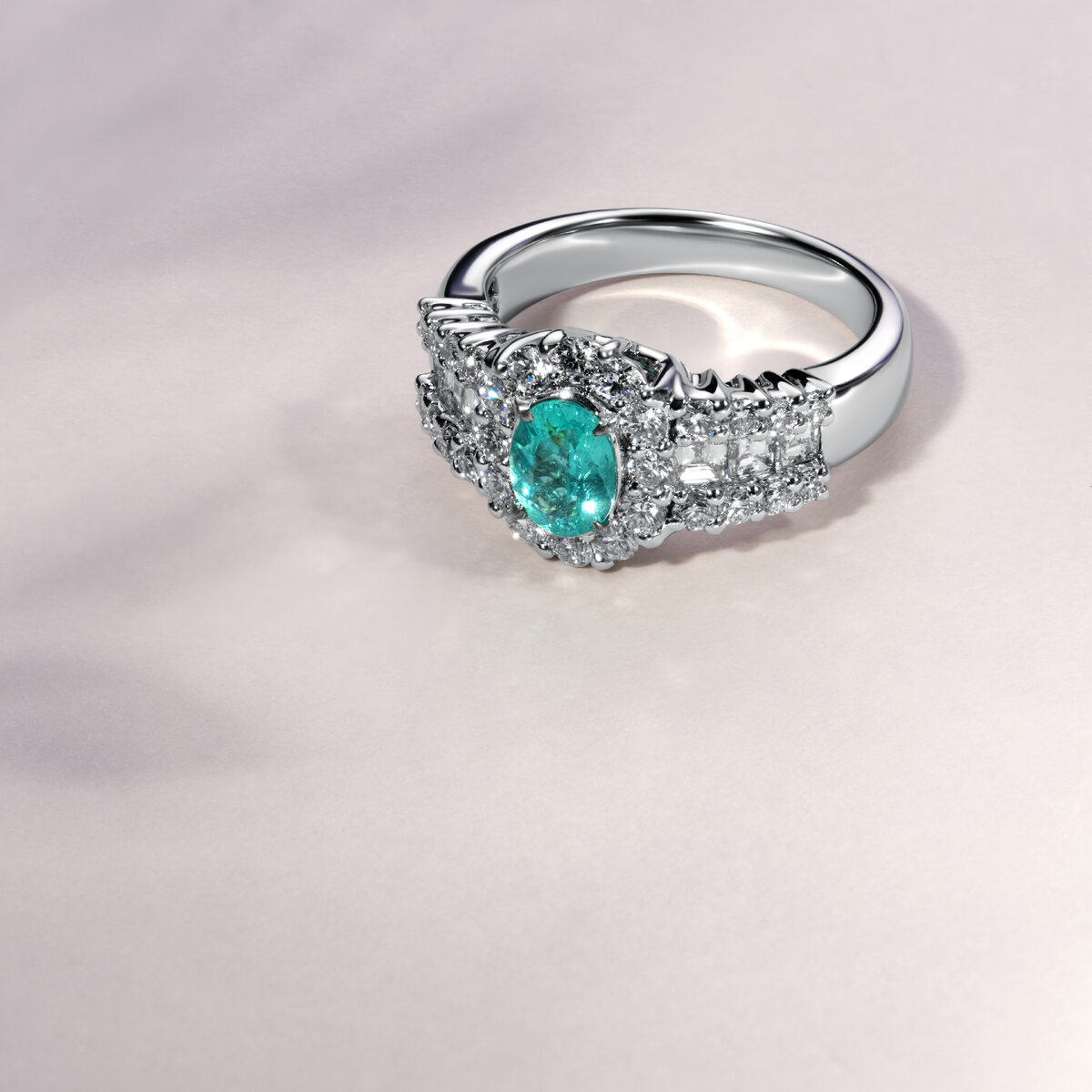 Кольцо AMIRALD с турмалином параиба и бриллиантами