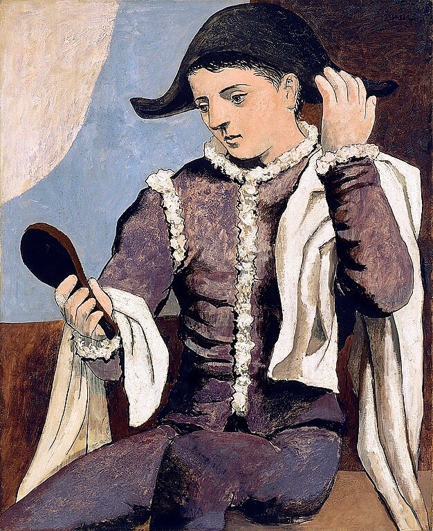 Пабло Пикассо, «Арлекин с зеркалом». 1923, холст, масло, 100 × 81 см
Музей Тиссен-Борнемиса, Мадрид